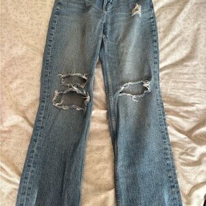 Arizona Jean Company Blue Ripped Straight Leg Jeans